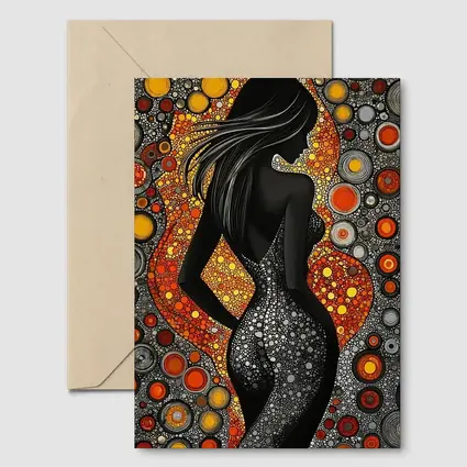 Black Female Silhouette Abstract Circle Pattern Art