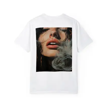 Woman Exhaling Smoke Dark Oil Painting