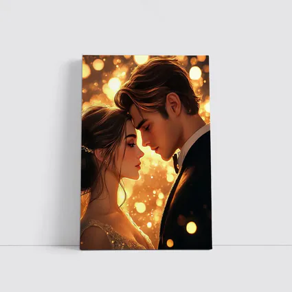 Romantic Couple Close Moment Golden Bokeh