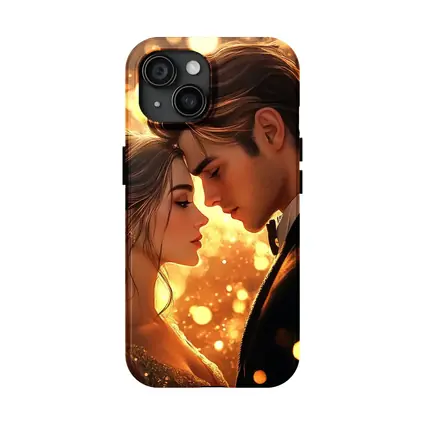 Romantic Couple Close Moment Golden Bokeh