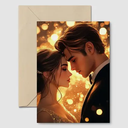 Romantic Couple Close Moment Golden Bokeh