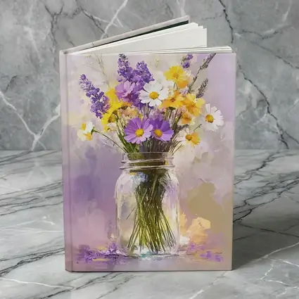 Wildflowers Daisies Lavender Mason Jar Oil Painting