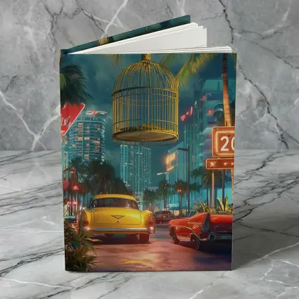 Retro Classic Cars Miami Neon Night Scene