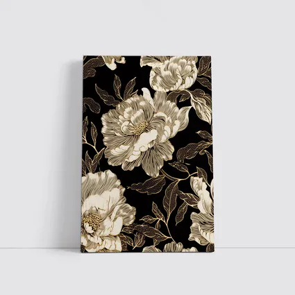 Black Gold Peony Floral Pattern Art