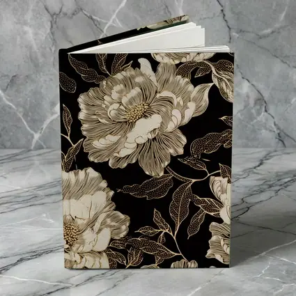 Black Gold Peony Floral Pattern Art