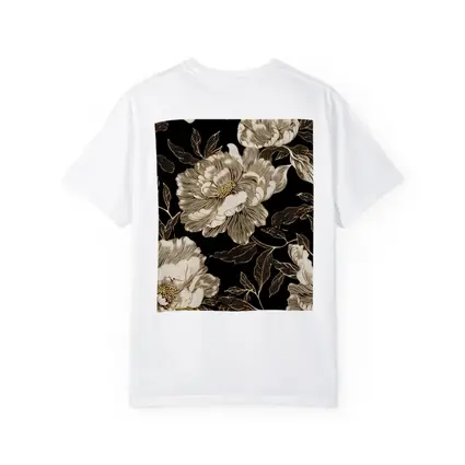 Black Gold Peony Floral Pattern Art