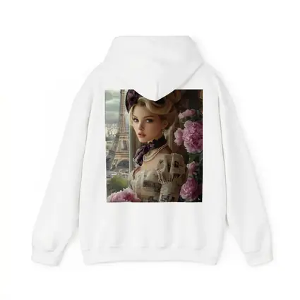 Victorian Woman Peonies Eiffel Tower Paris