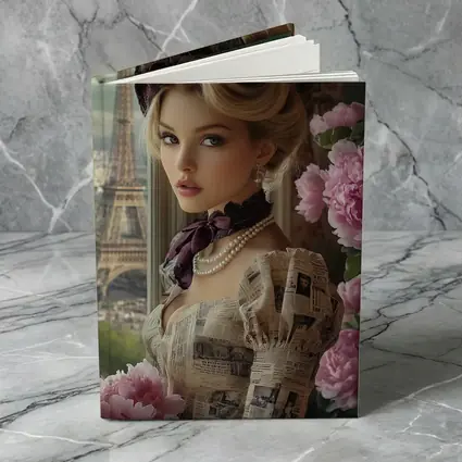 Victorian Woman Peonies Eiffel Tower Paris