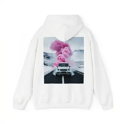 Mercedes G Wagen Pink Smoke Winter Road