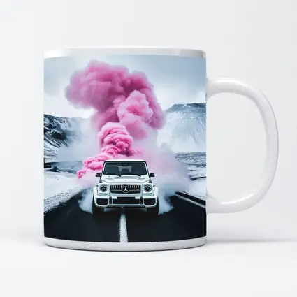 Mercedes G Wagen Pink Smoke Winter Road
