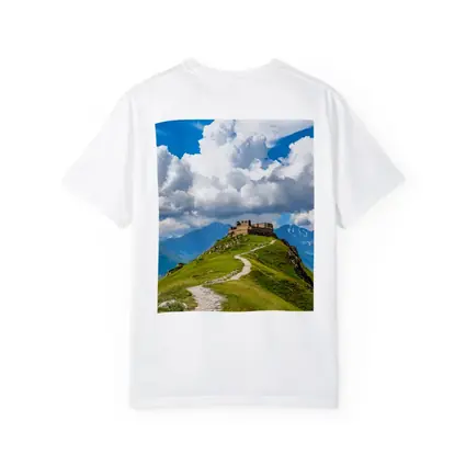 Ancient Castle Atop Green Mountain Path