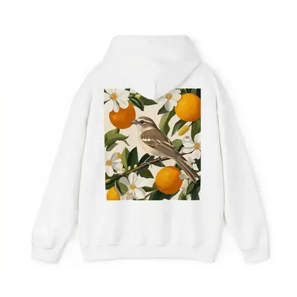 Sparrow Bird Perched On Orange Blossom Branch