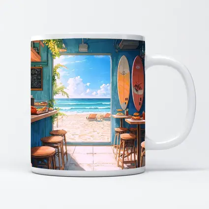 Anime Beach Cafe Interior Ocean View