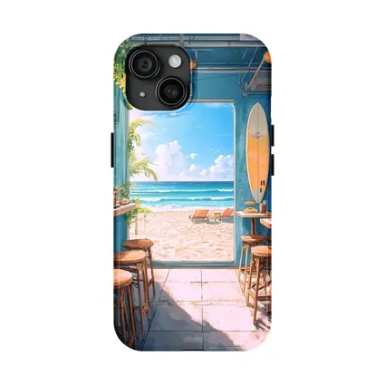 Anime Beach Cafe Interior Ocean View