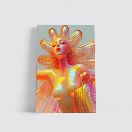 Iridescent Fantasy Woman Flower Holographic Art