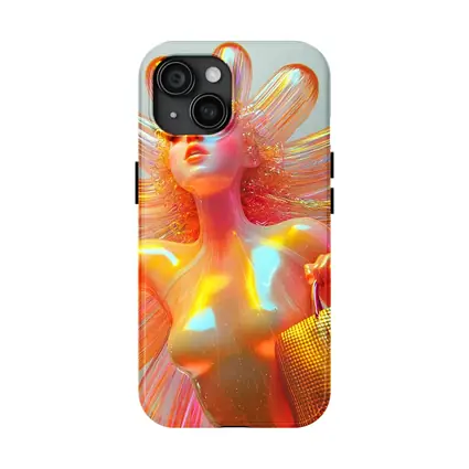 Iridescent Fantasy Woman Flower Holographic Art