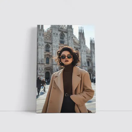 Stylish Woman Milan Cathedral Square Fashion