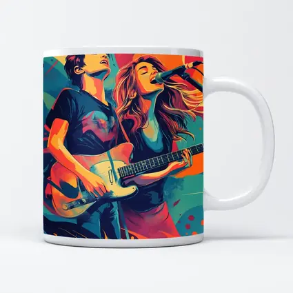Rock Band Duo Guitar Singer Colorful Art