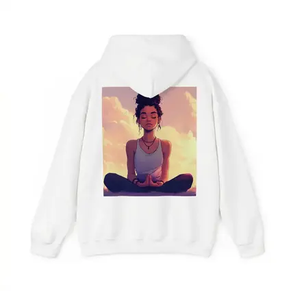 Meditating Woman Lotus Pose Sunset Sky