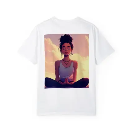 Meditating Woman Lotus Pose Sunset Sky
