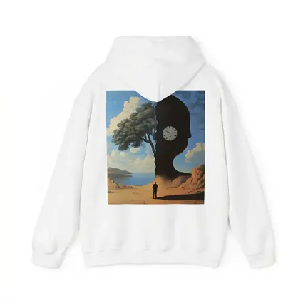 Surreal Human Silhouette Clock Tree Desert