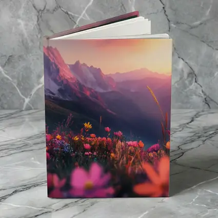 Alpine Wildflowers Meadow Mountain Sunset Glow