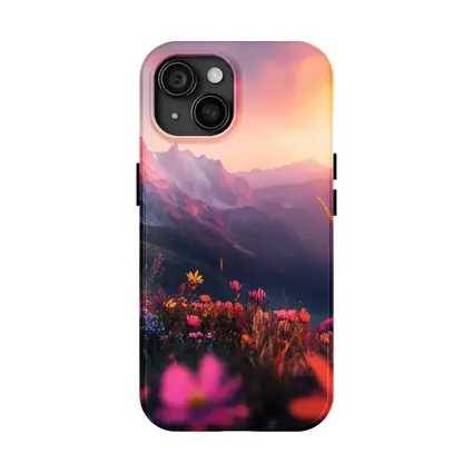 Alpine Wildflowers Meadow Mountain Sunset Glow