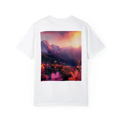 Alpine Wildflowers Meadow Mountain Sunset Glow