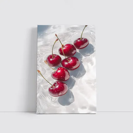 Red Cherries Floating On White Water