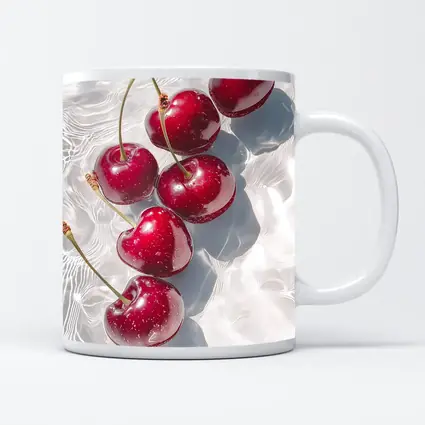 Red Cherries Floating On White Water
