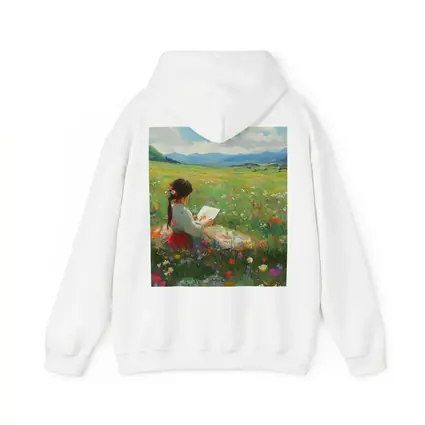 Girl Painting in Colorful Wildflower Meadow