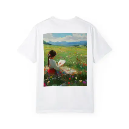 Girl Painting in Colorful Wildflower Meadow