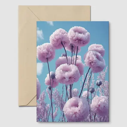 Pink Peonies Against Blue Sky