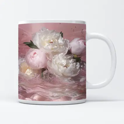 White Pink Peonies Splashing in Water