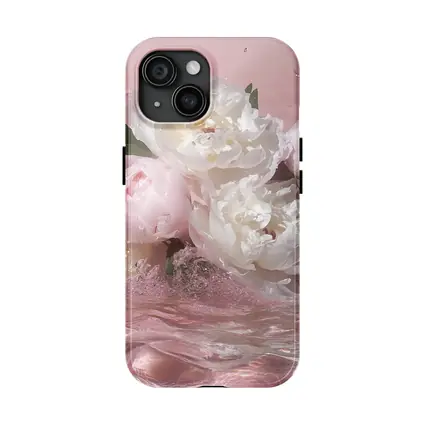 White Pink Peonies Splashing in Water