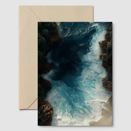 Aerial Ocean Waves Crashing Rocky Coastal Shore