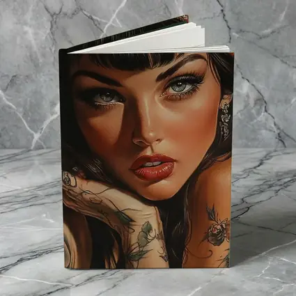 Tattooed Woman Portrait Dark Background Art
