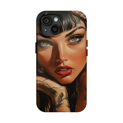 Tattooed Woman Portrait Dark Background Art