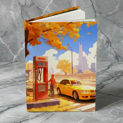 Anime Boy Yellow BMW Autumn City Street