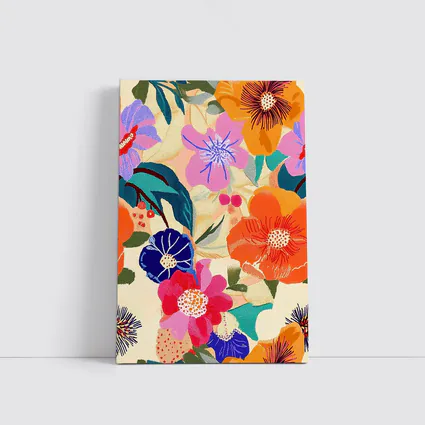 Bold Tropical Floral Pattern Illustration Beige
