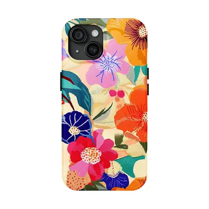Bold Tropical Floral Pattern Illustration Beige