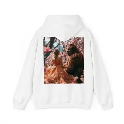 Woman and Gorilla Among Cherry Blossoms