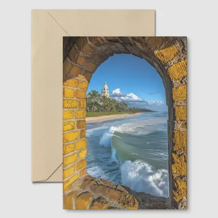 Ocean Waves Through Stone Arch Coastal