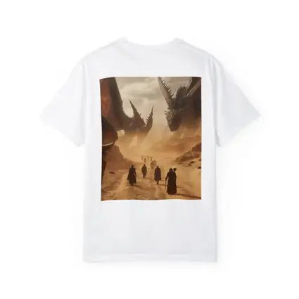Dragons Looming Over Desert Travelers Fantasy