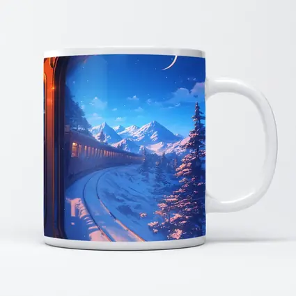 Anime Train Ride Snowy Mountain Night