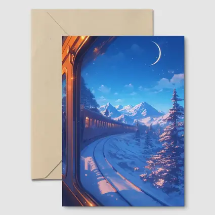 Anime Train Ride Snowy Mountain Night