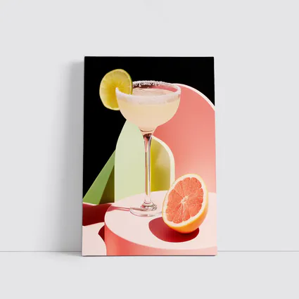 Margarita Cocktail Glass Grapefruit Geometric Background