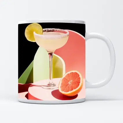 Margarita Cocktail Glass Grapefruit Geometric Background