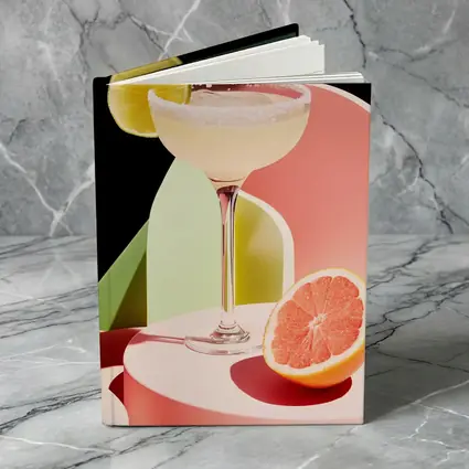 Margarita Cocktail Glass Grapefruit Geometric Background