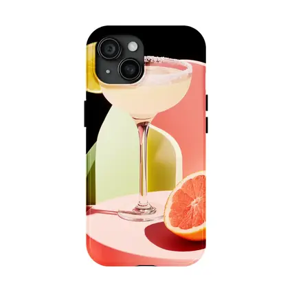 Margarita Cocktail Glass Grapefruit Geometric Background